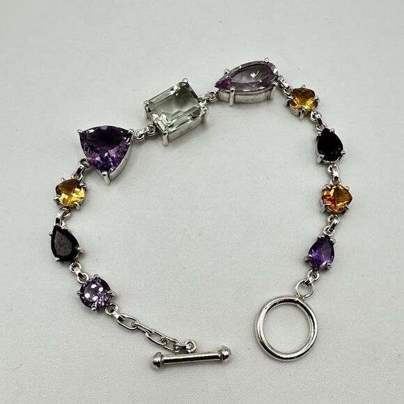 NWOT 7" One-of-a-kind multi-gemstone bracelet in sterling silver! - Picture 11 of 11
